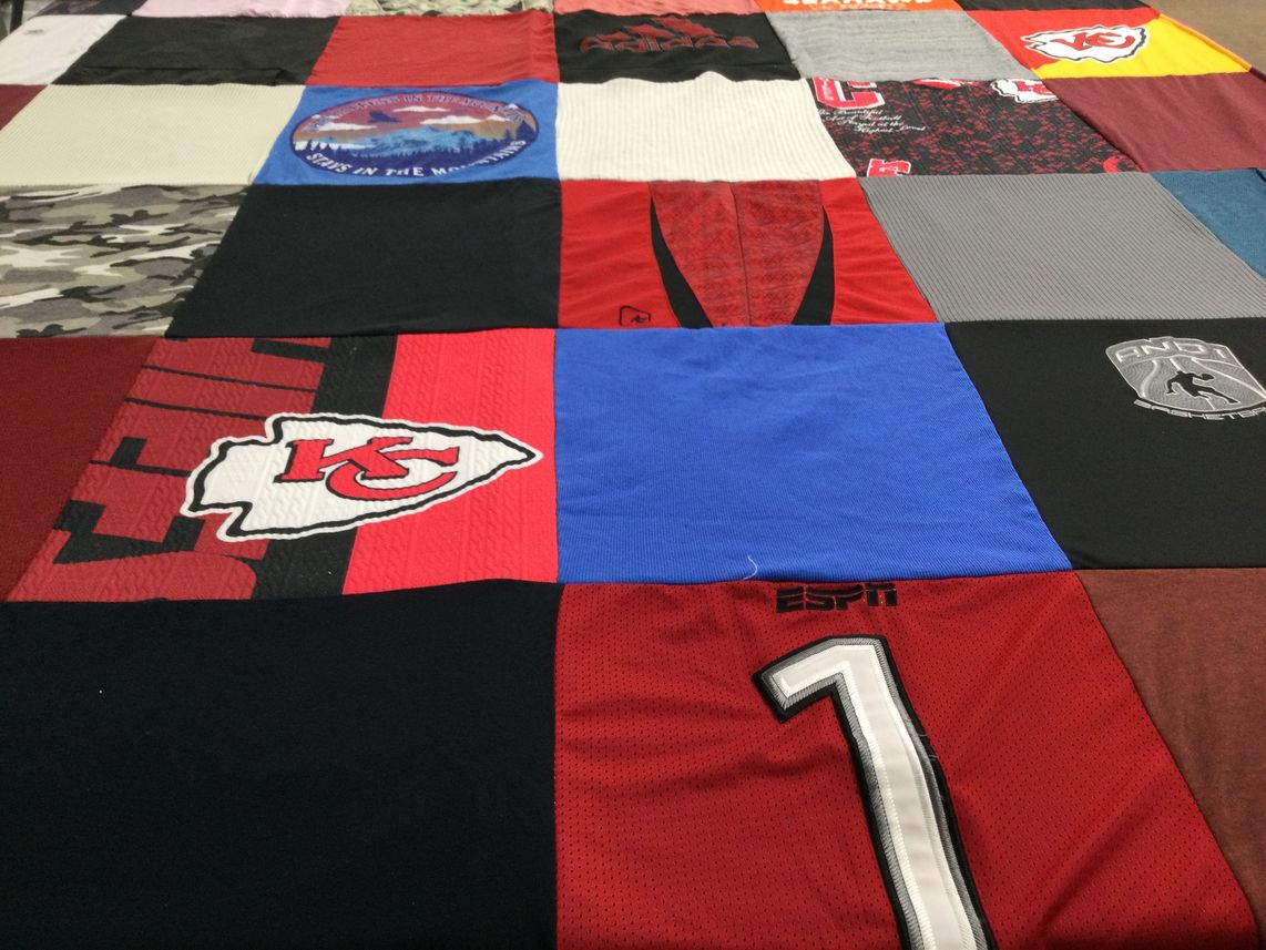 T-shirt quilt featuring kansas city chiefs by Sondra from CO
