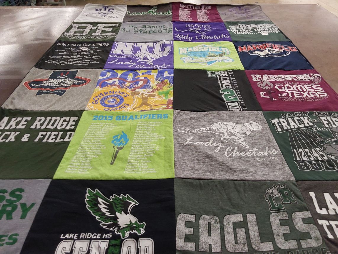 T-shirt quilt featuring lake ridge high school eagles, lake ridge high school lady cheetahs by Tymickla from TX