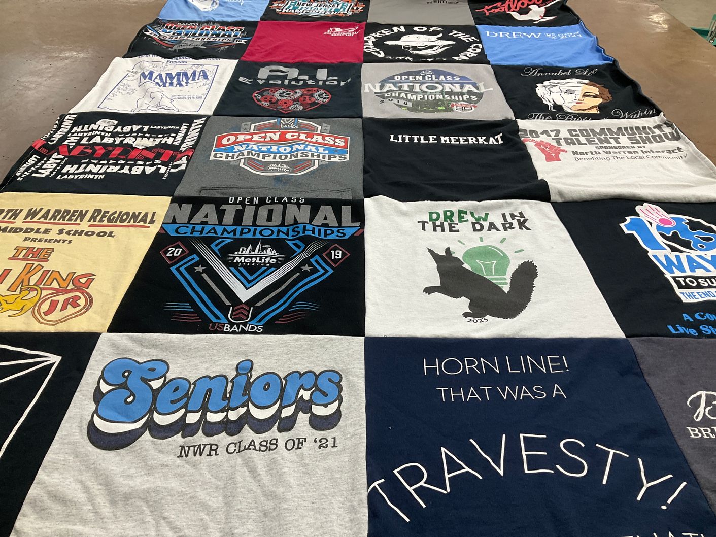 T-shirt quilt from north warren regional middle school by Jaden from NJ