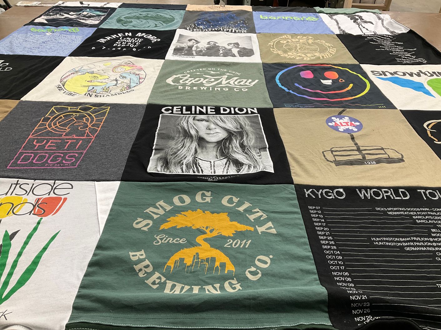 T-shirt quilt with brewing, music themes by Sean from CA