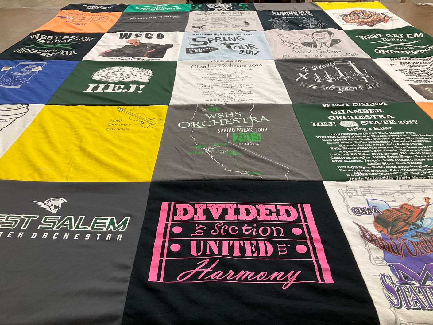 T-shirt quilt from west salem high school by Alice from OR