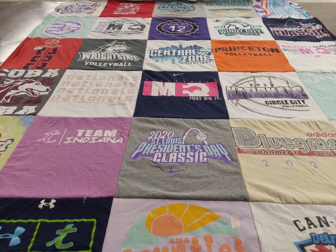 T-shirt quilt featuring circle city volleyball by Sarah from IN
