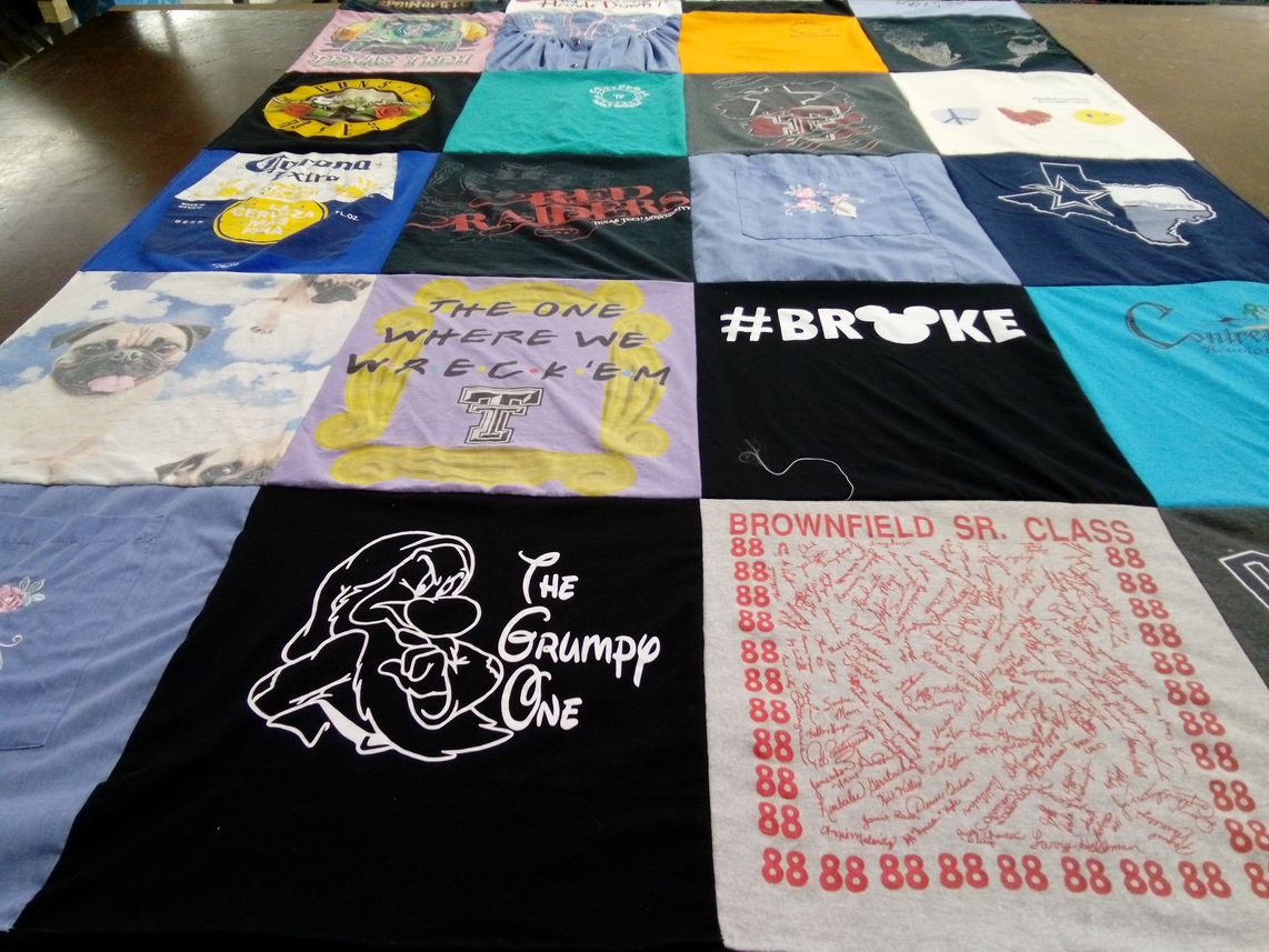 T-shirt quilt from texas tech university, brownfield senior class by Becky from TX
