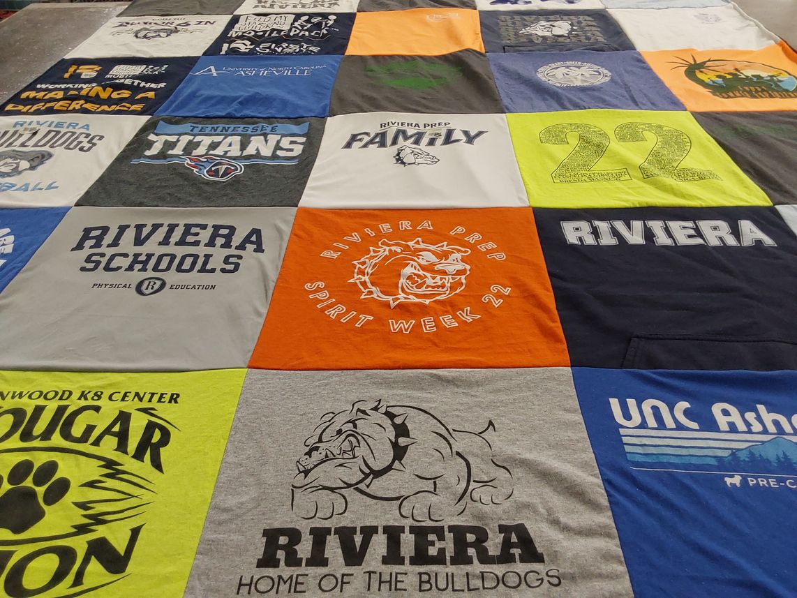 T-shirt quilt featuring tennessee titans, riviera bulldogs by Diana from FL