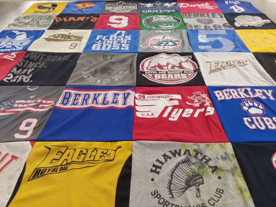 T-shirt quilt featuring berkley cubs, royal oak bears by JENNIFER from MI