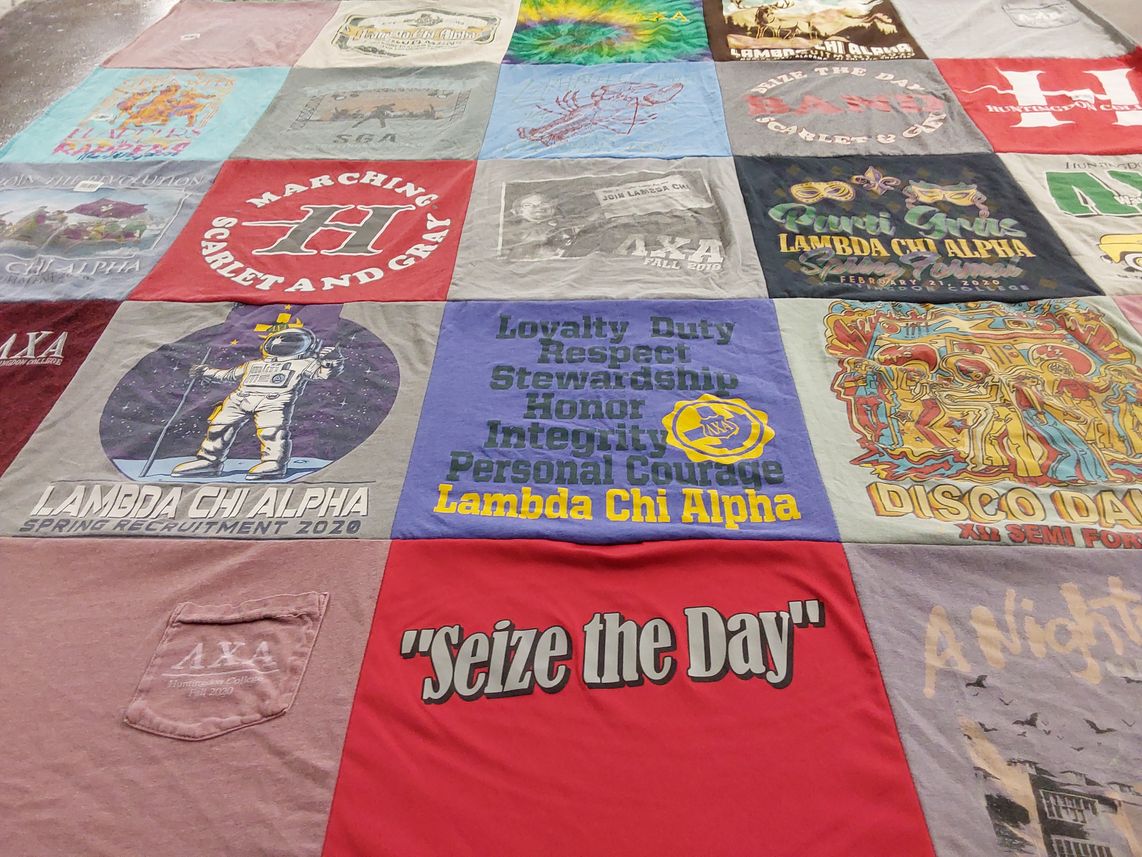T-shirt quilt with fraternities, sororities themes by Victoria from AL
