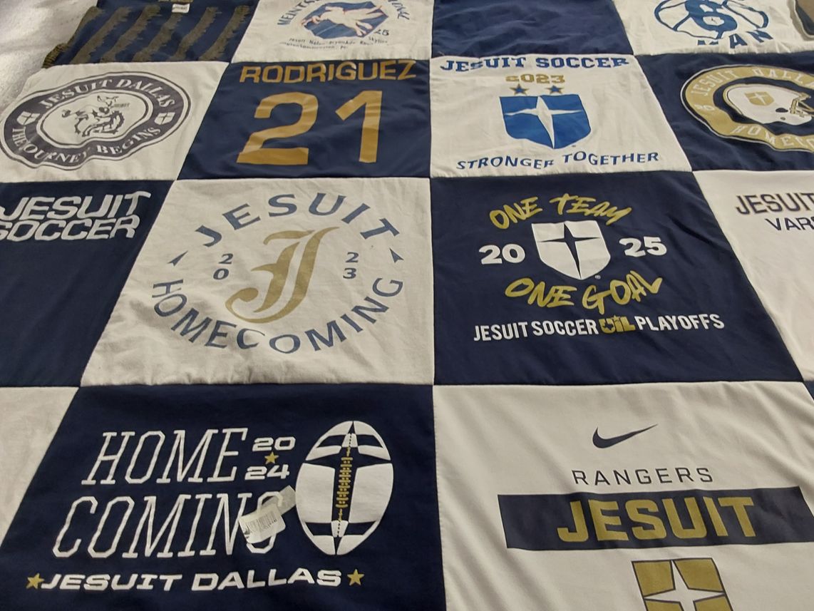 T-shirt quilt featuring jesuit soccer by Aimee from TX