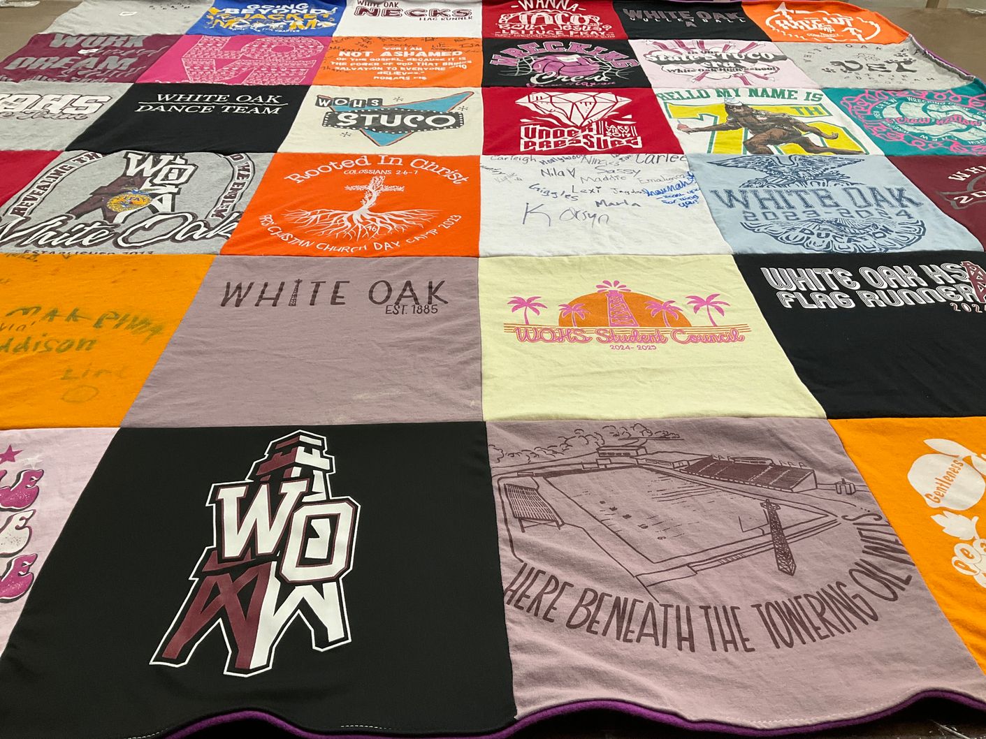 T-shirt quilt from white oak high school by sarah from TX