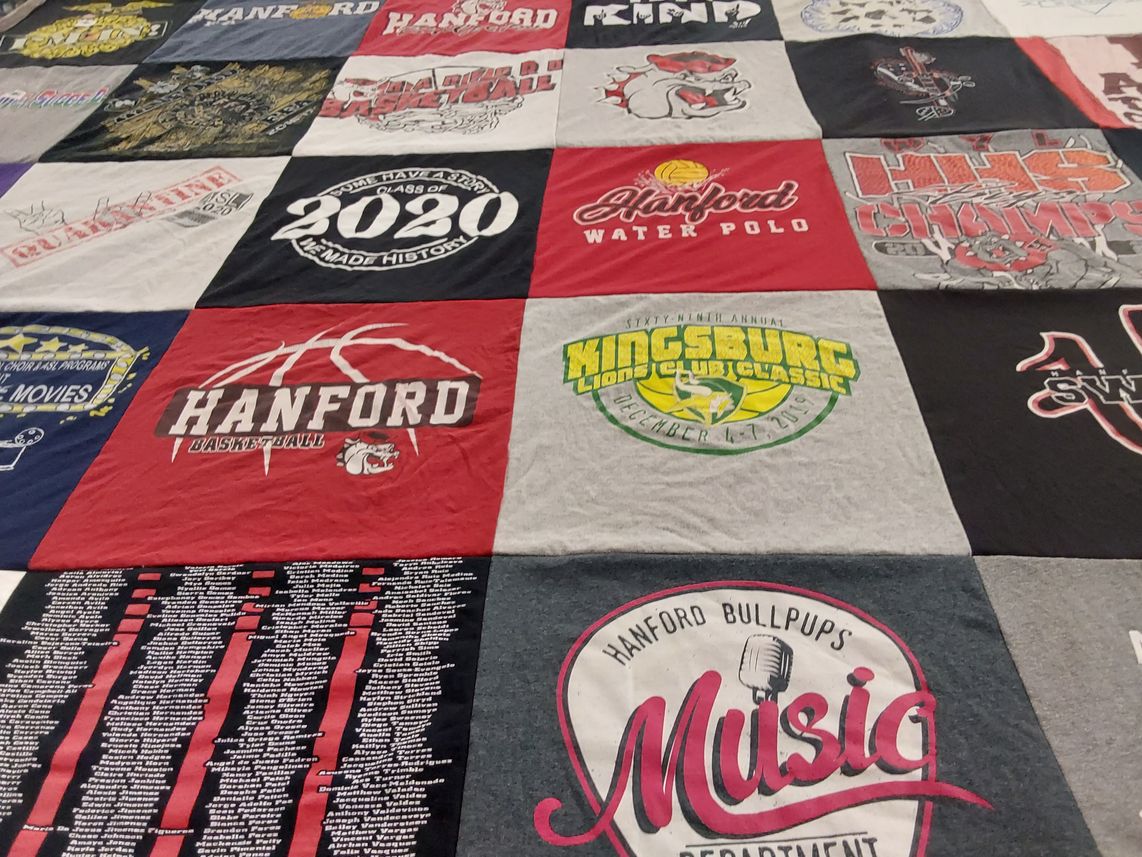 T-shirt quilt featuring hanford bullpups by Christine from CA