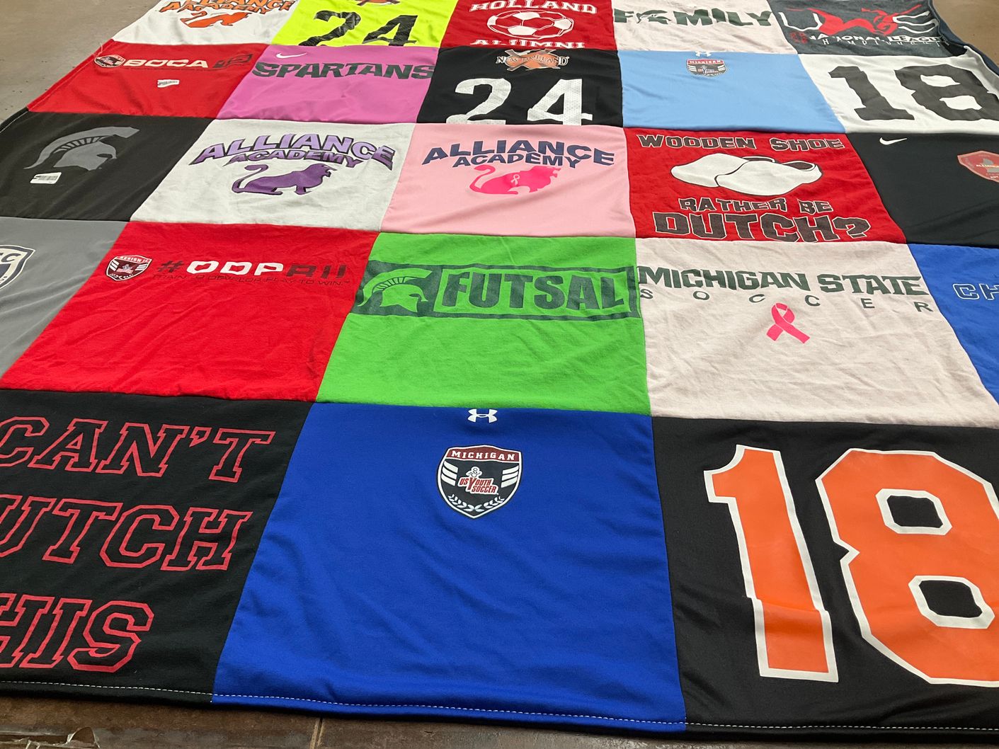 T-shirt quilt featuring michigan state soccer club by Jilanne from MI