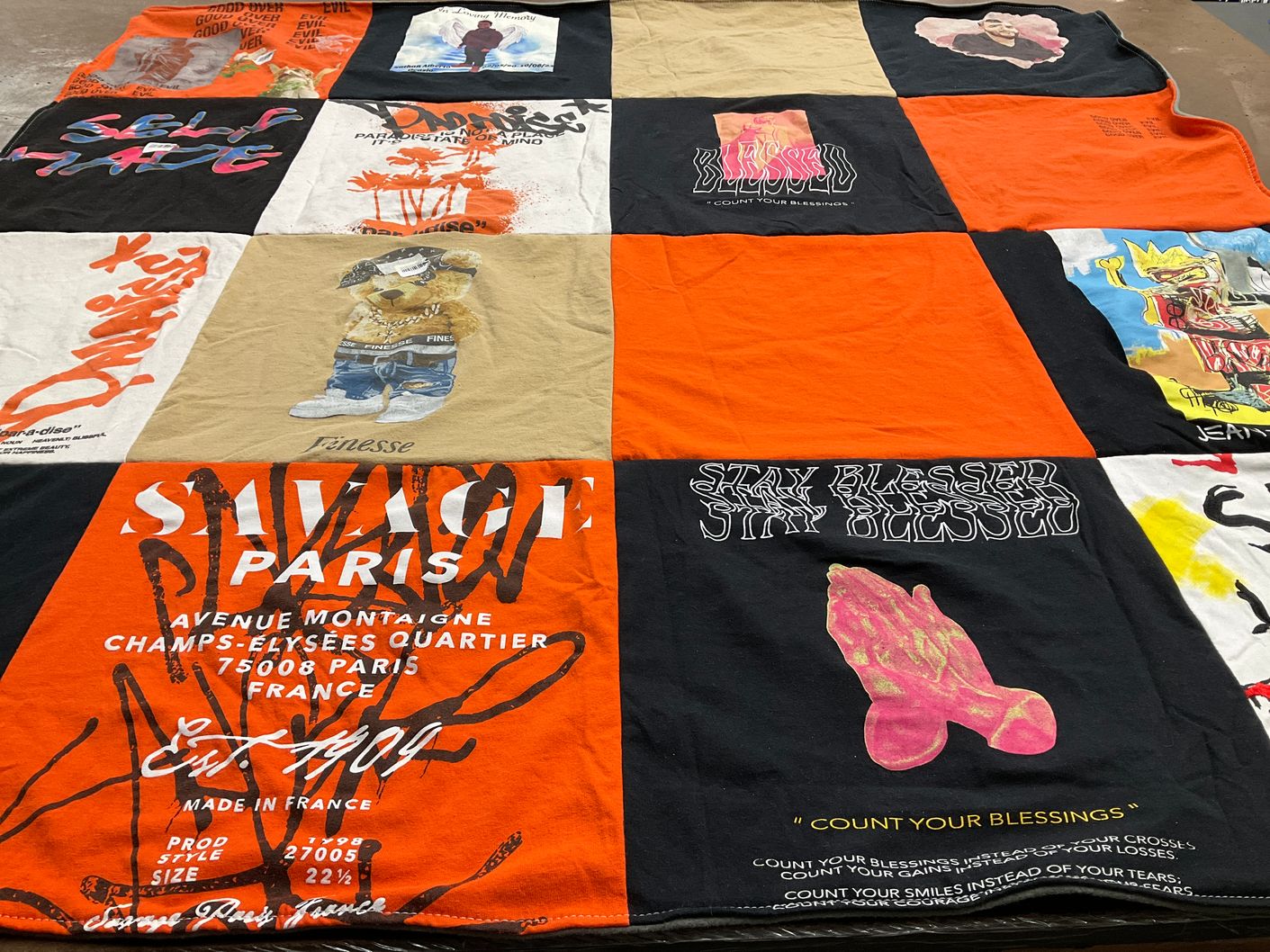 T-shirt quilt with fashion, streetwear themes by Jennifer from NJ
