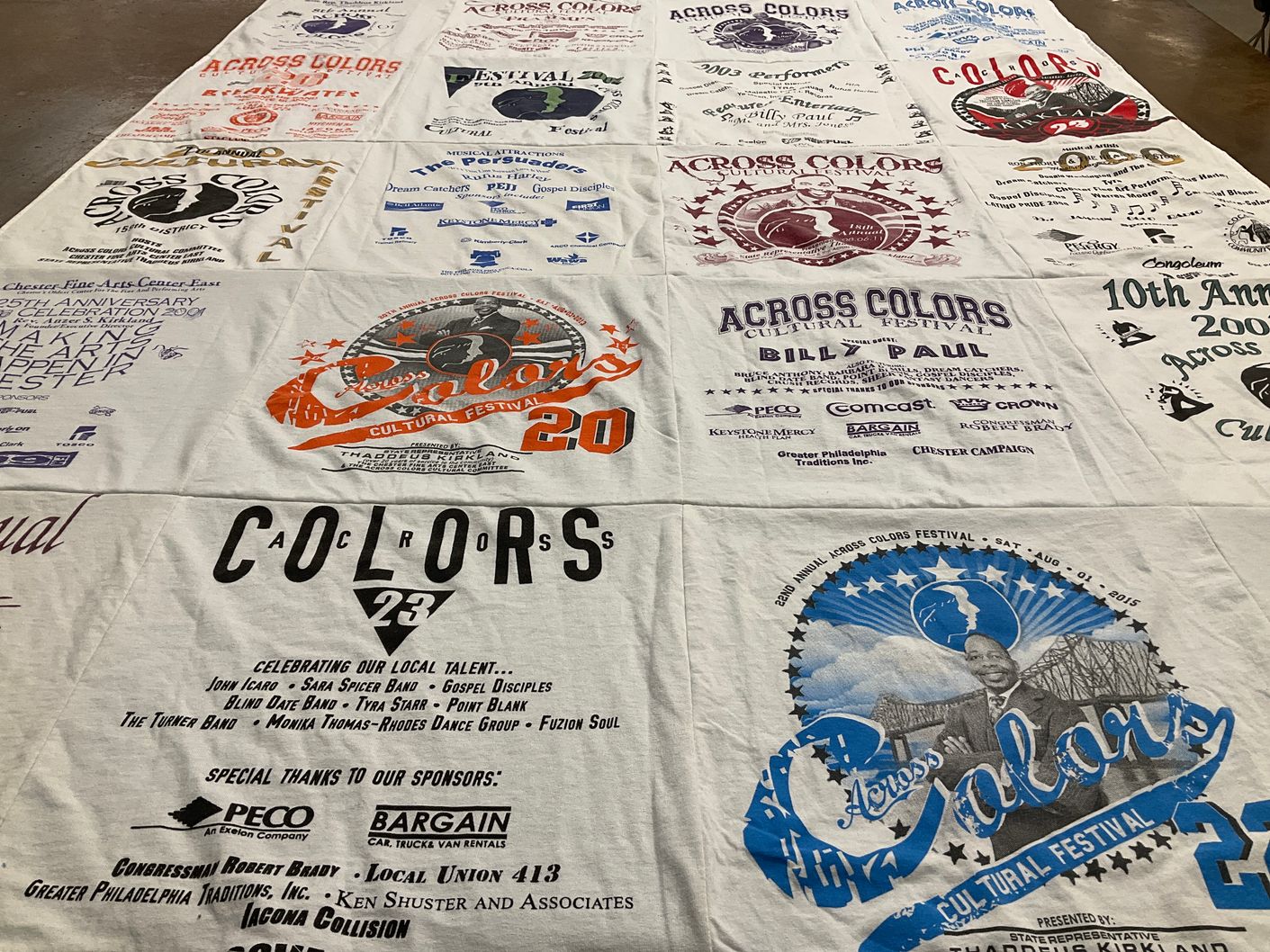 T-shirt quilt with music, arts themes by Livia from DE