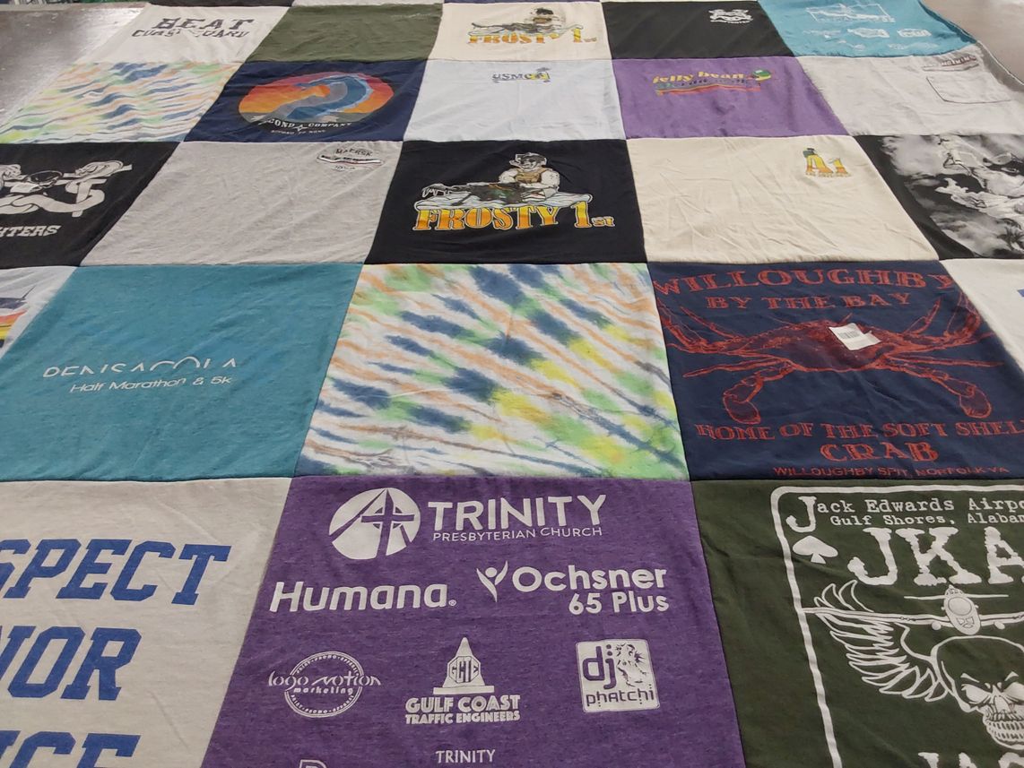T-shirt quilt with marathon, community themes by Evans from CA
