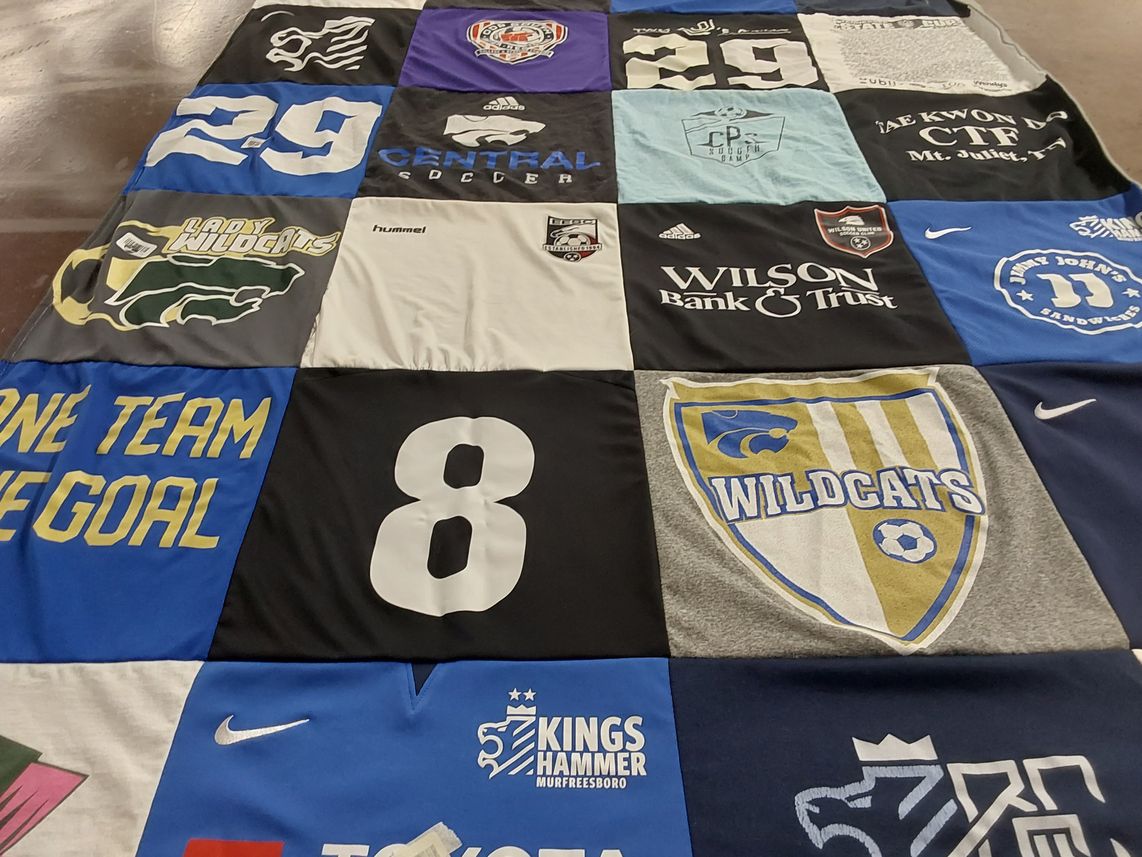 T-shirt quilt featuring wildcats soccer team by Donna from TN