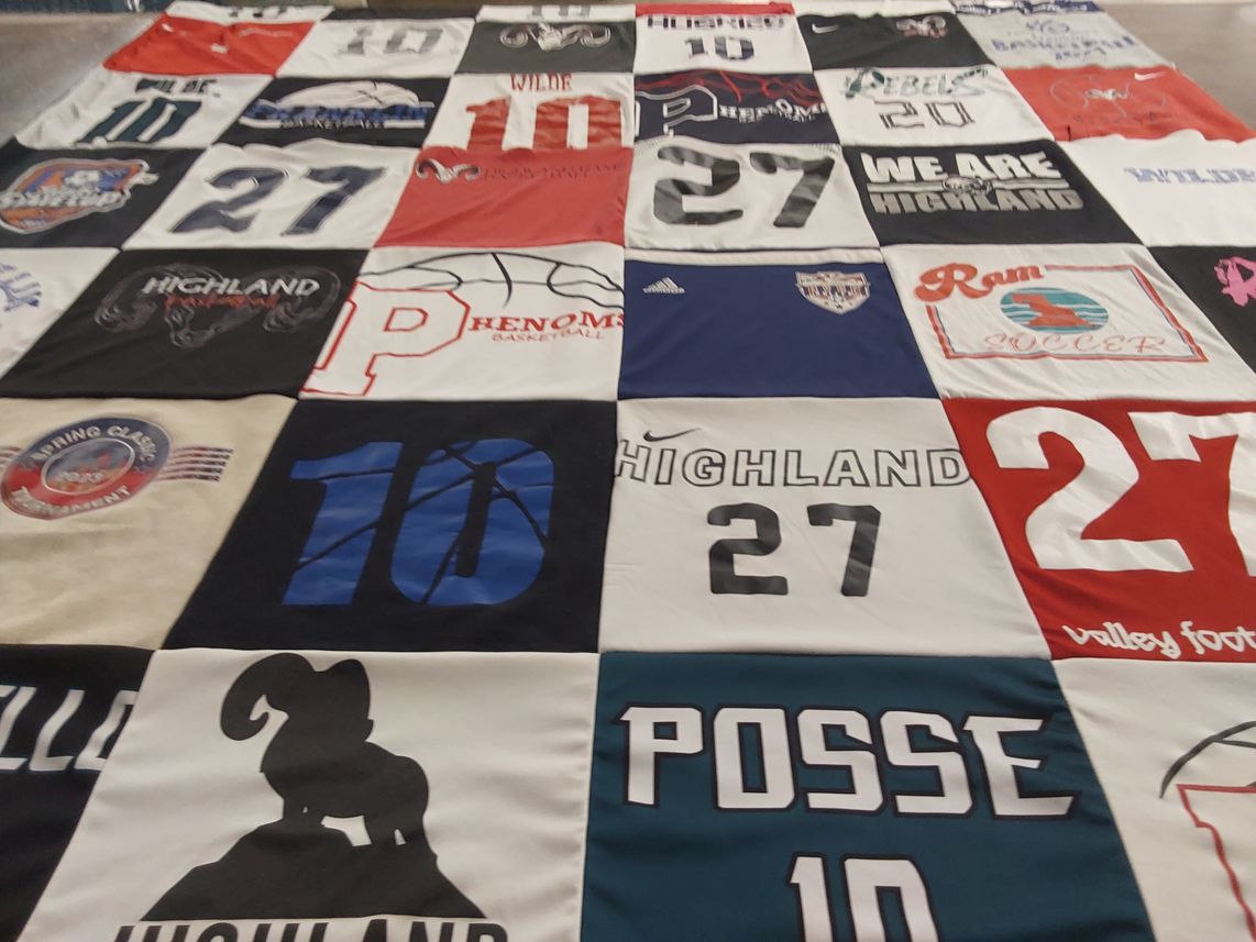 T-shirt quilt featuring highland high school basketball team, highland high school soccer team by Kyjah from ID