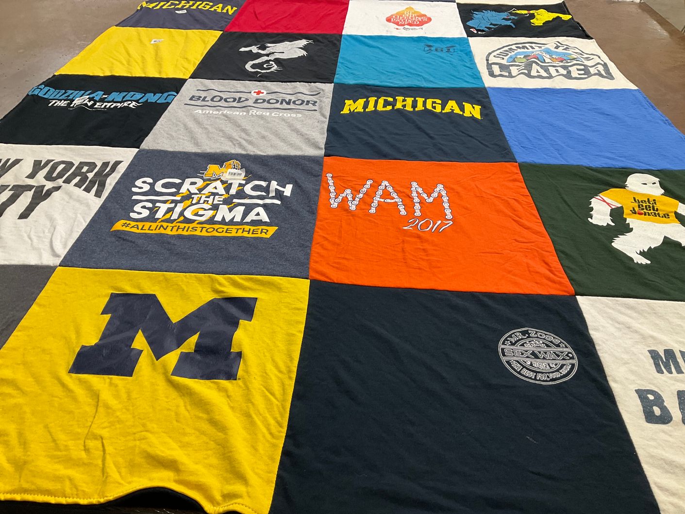T-shirt quilt from university of michigan by Marianne from MI