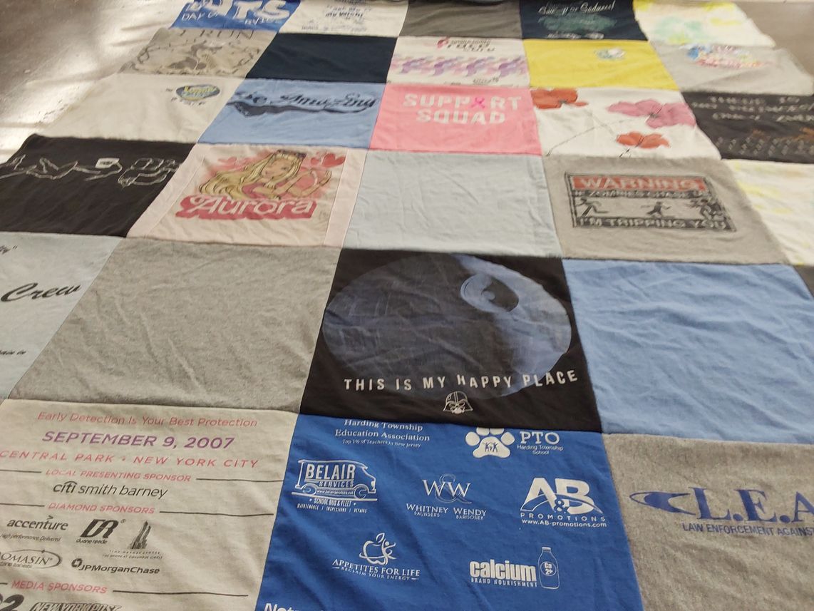 T-shirt quilt with community, health themes by Jacky from NJ