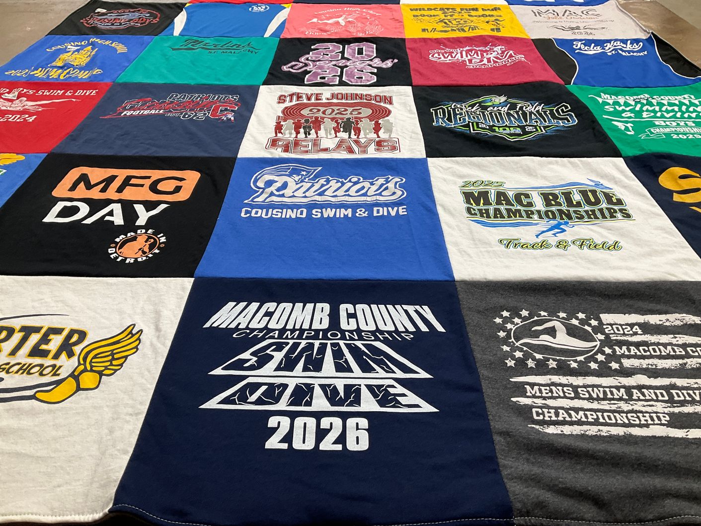 T-shirt quilt featuring cousino high school swim & dive by Pamela from MI