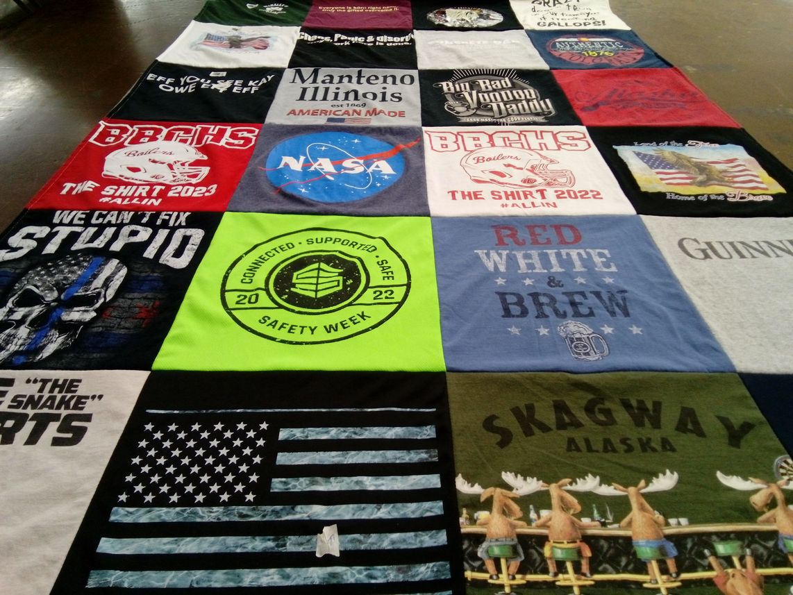 T-shirt quilt from baldwin high school by Frances from IL