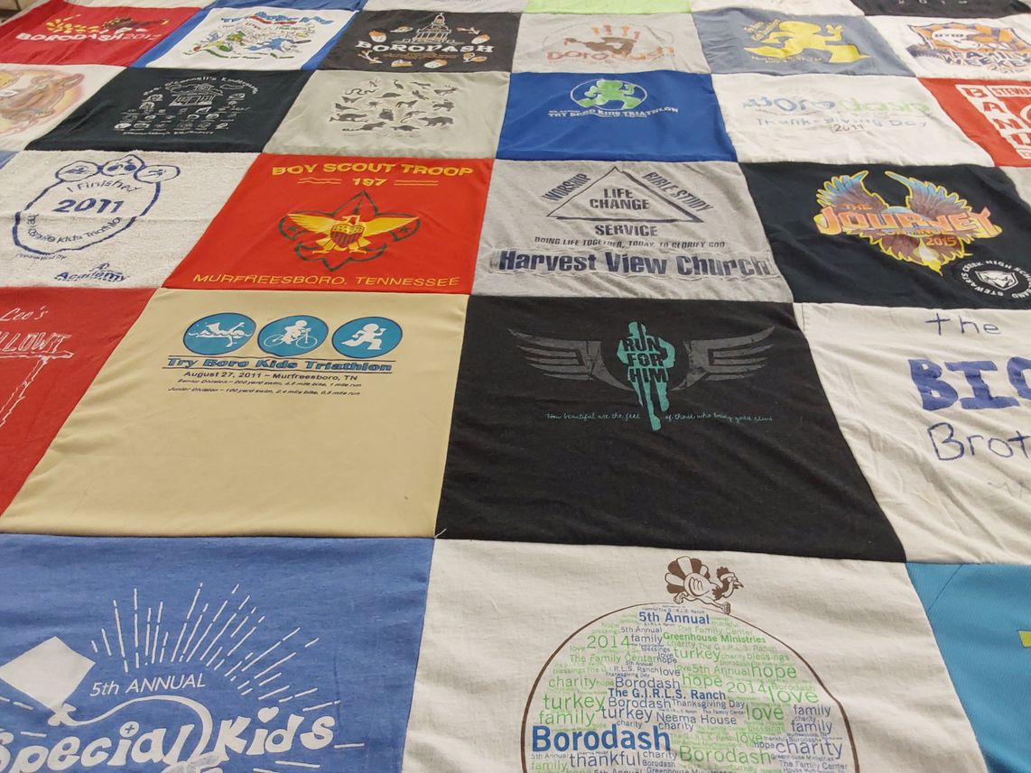 T-shirt quilt with community service, youth programs themes by Billynda from TN