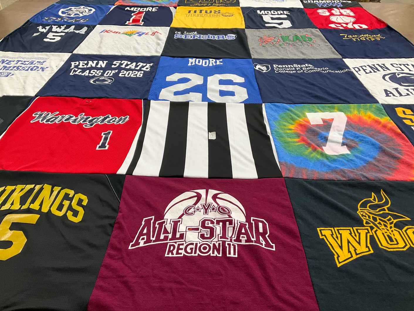 T-shirt quilt featuring vikings by maureen from PA