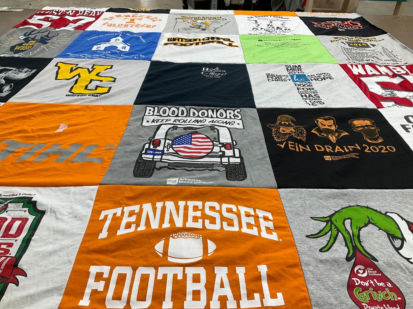 T-shirt quilt featuring tennessee football by Sam from AR