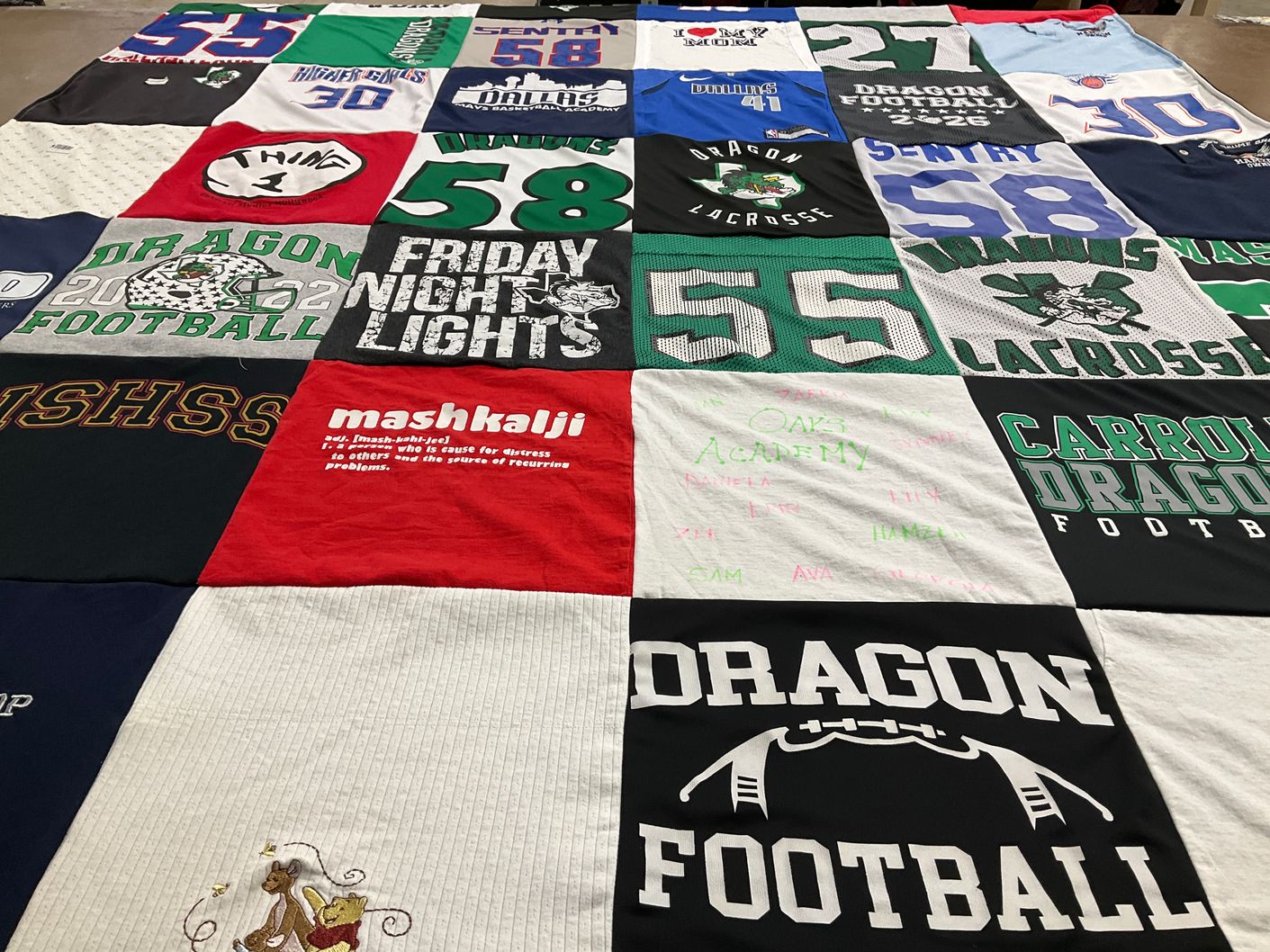 T-shirt quilt featuring carroll dragons baseball, carroll dragons lacrosse by Rasha from TX
