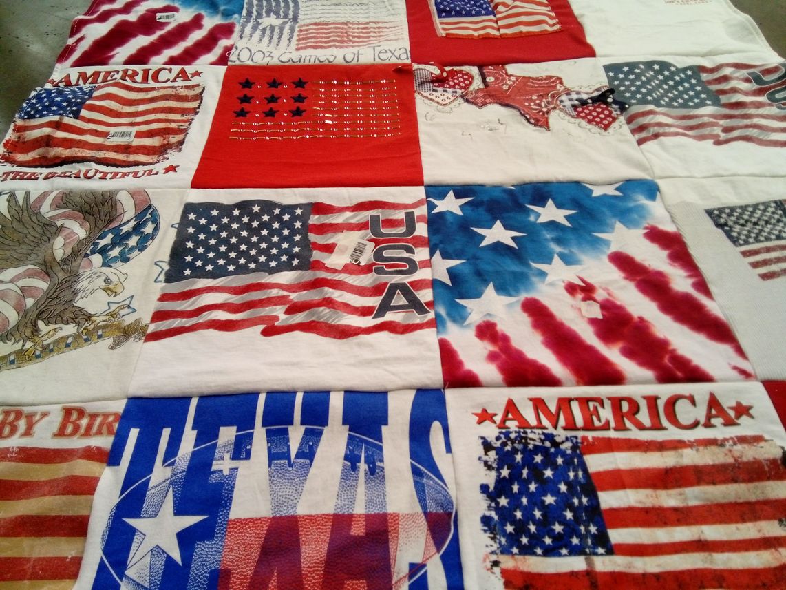 T-shirt quilt with patriotism themes by Stephanie from TX