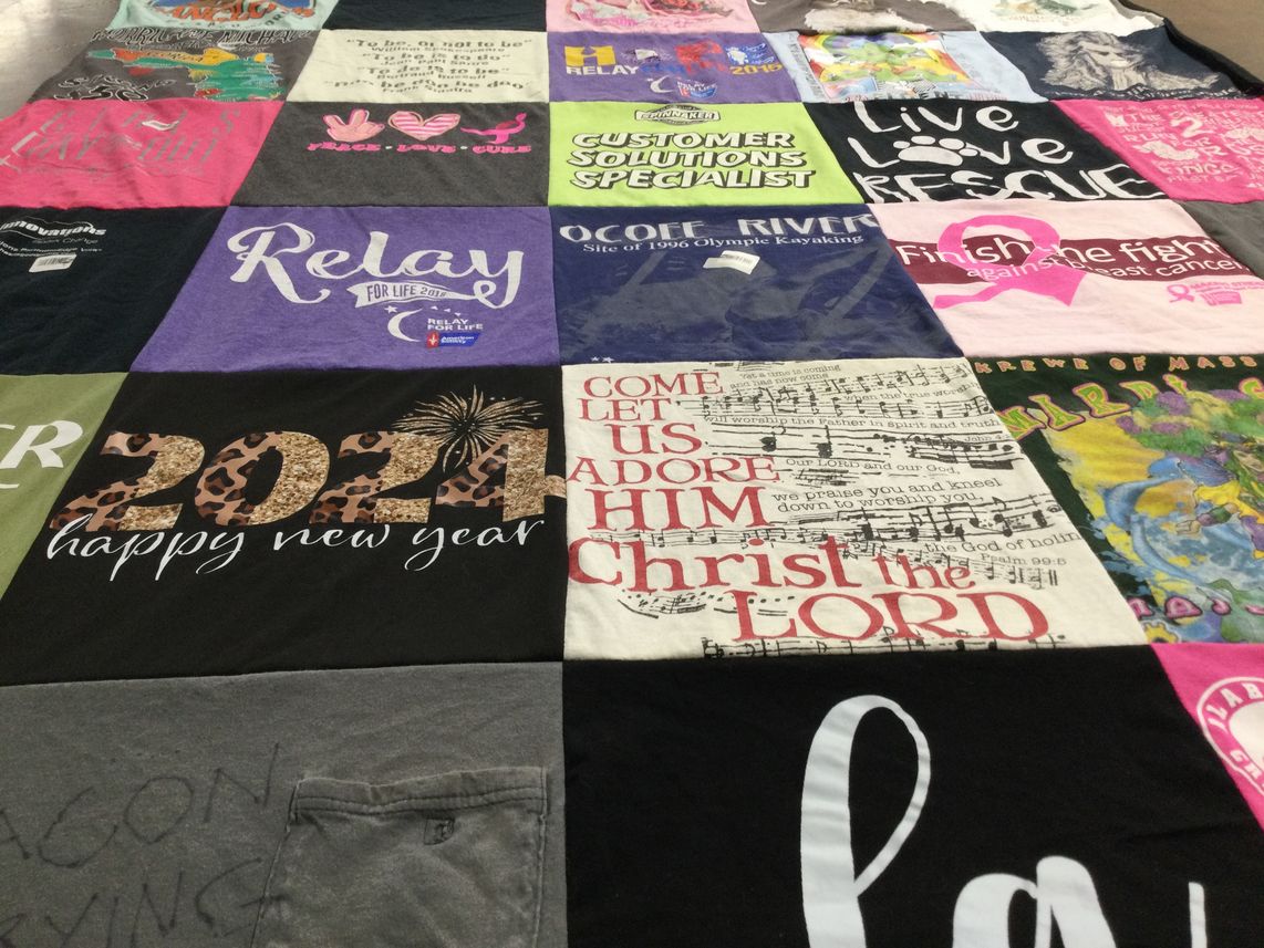 T-shirt quilt with charity, health themes by Catherine from FL
