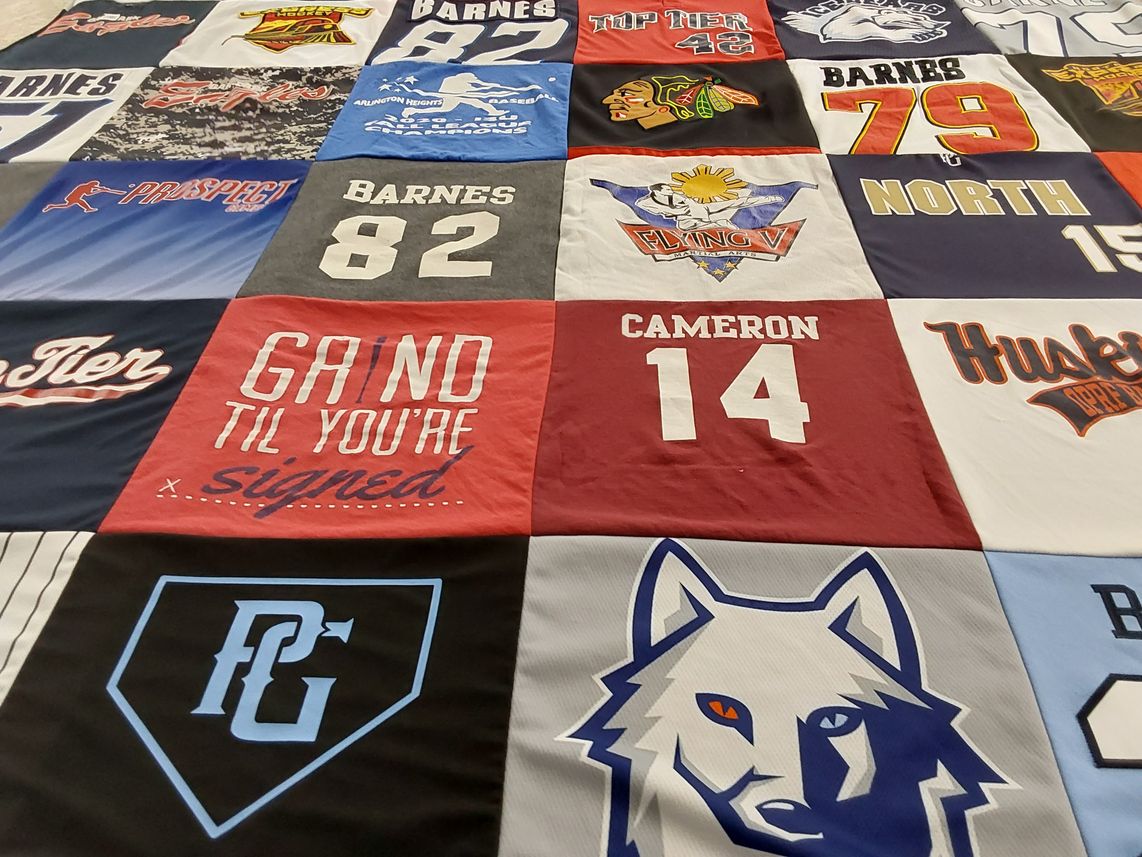 T-shirt quilt with baseball themes by Shannon from IL