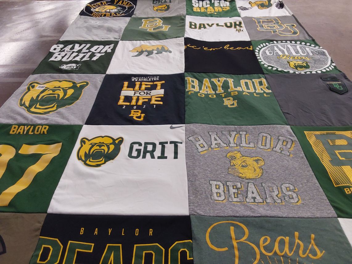 T-shirt quilt featuring baylor bears football by Nancy from TX