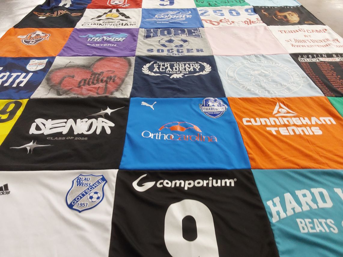 T-shirt quilt featuring blau weiss gottishee by Lisa from SC