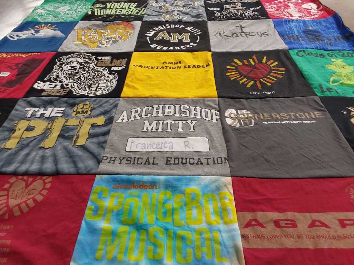 T-shirt quilt from archbishop mitty high school by Shannon from CA