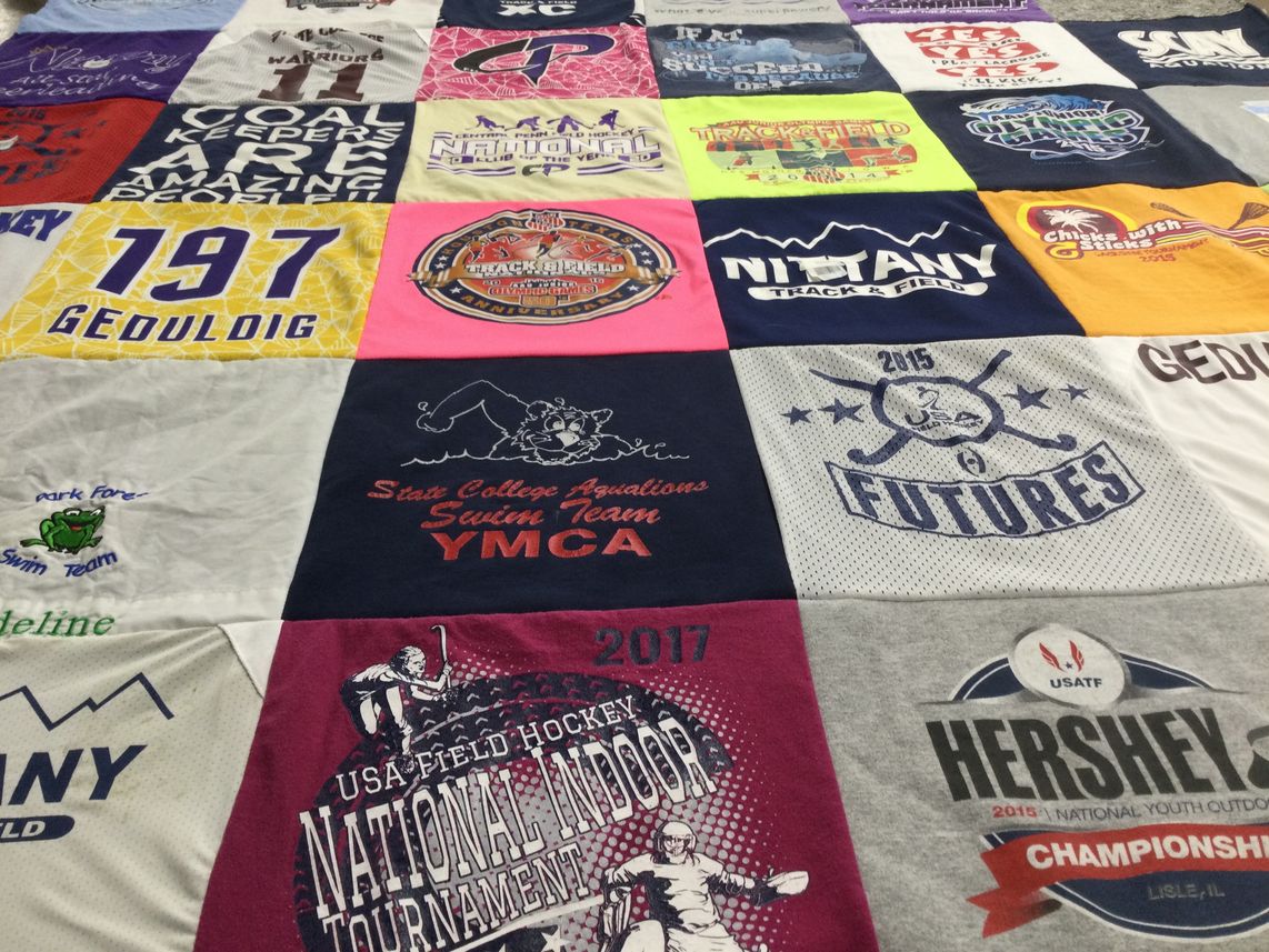 T-shirt quilt featuring state college area high school swim team by Aimee from PA