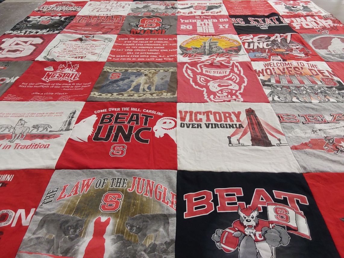 T-shirt quilt featuring north carolina state university wolfpack by Dee from NC