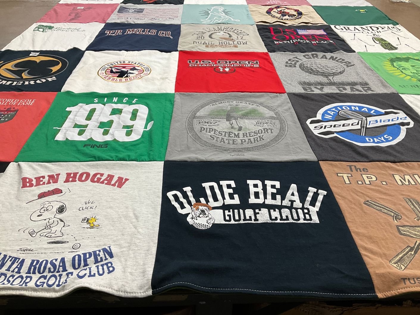 T-shirt quilt with golf themes by Steve from SC