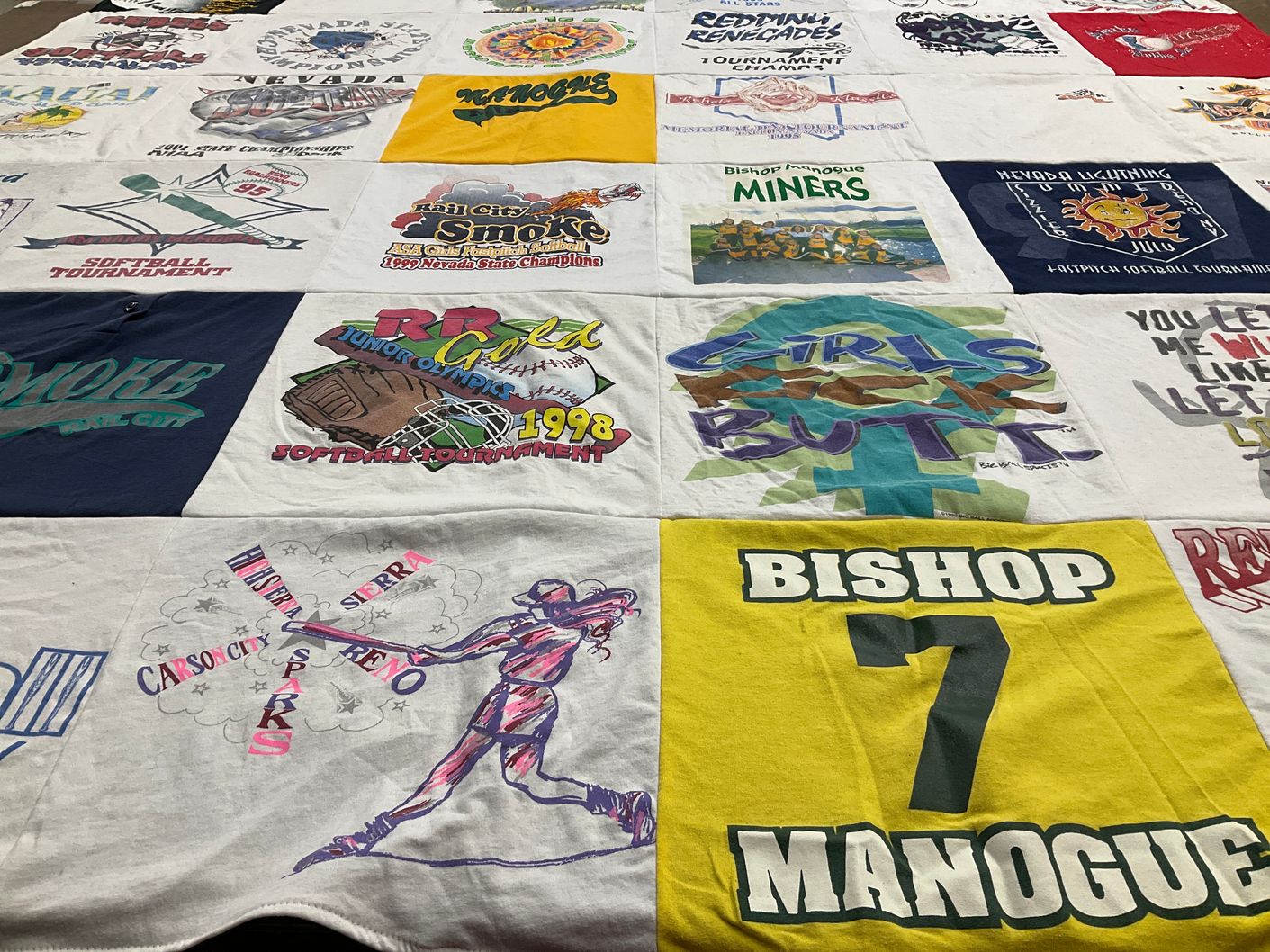 T-shirt quilt featuring bishop manogue miners by Carole from NV