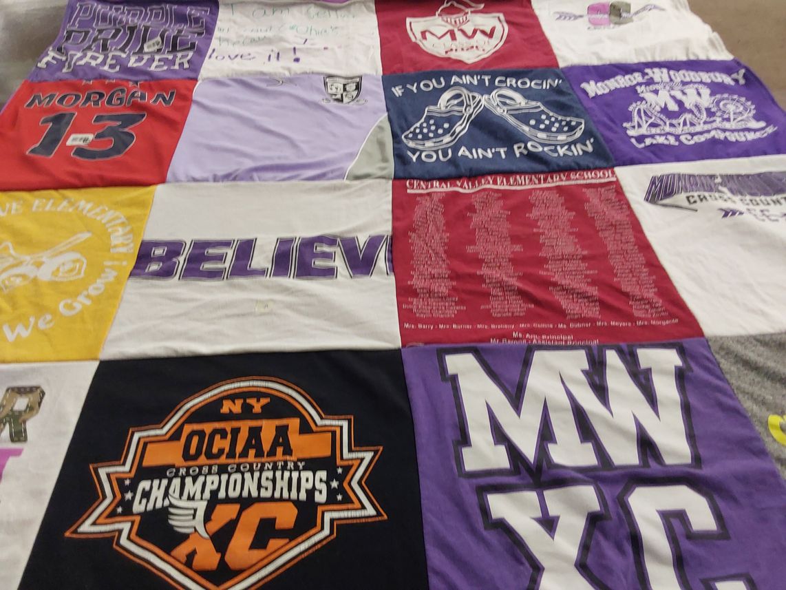 T-shirt quilt featuring monroe woodbury cross country by Jennifer from NY