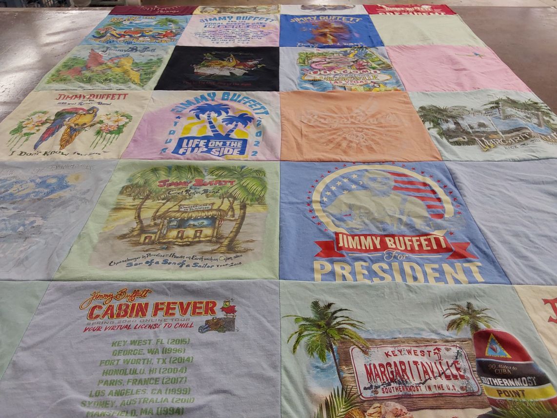 T-shirt quilt with music, beach themes by Anita from OH