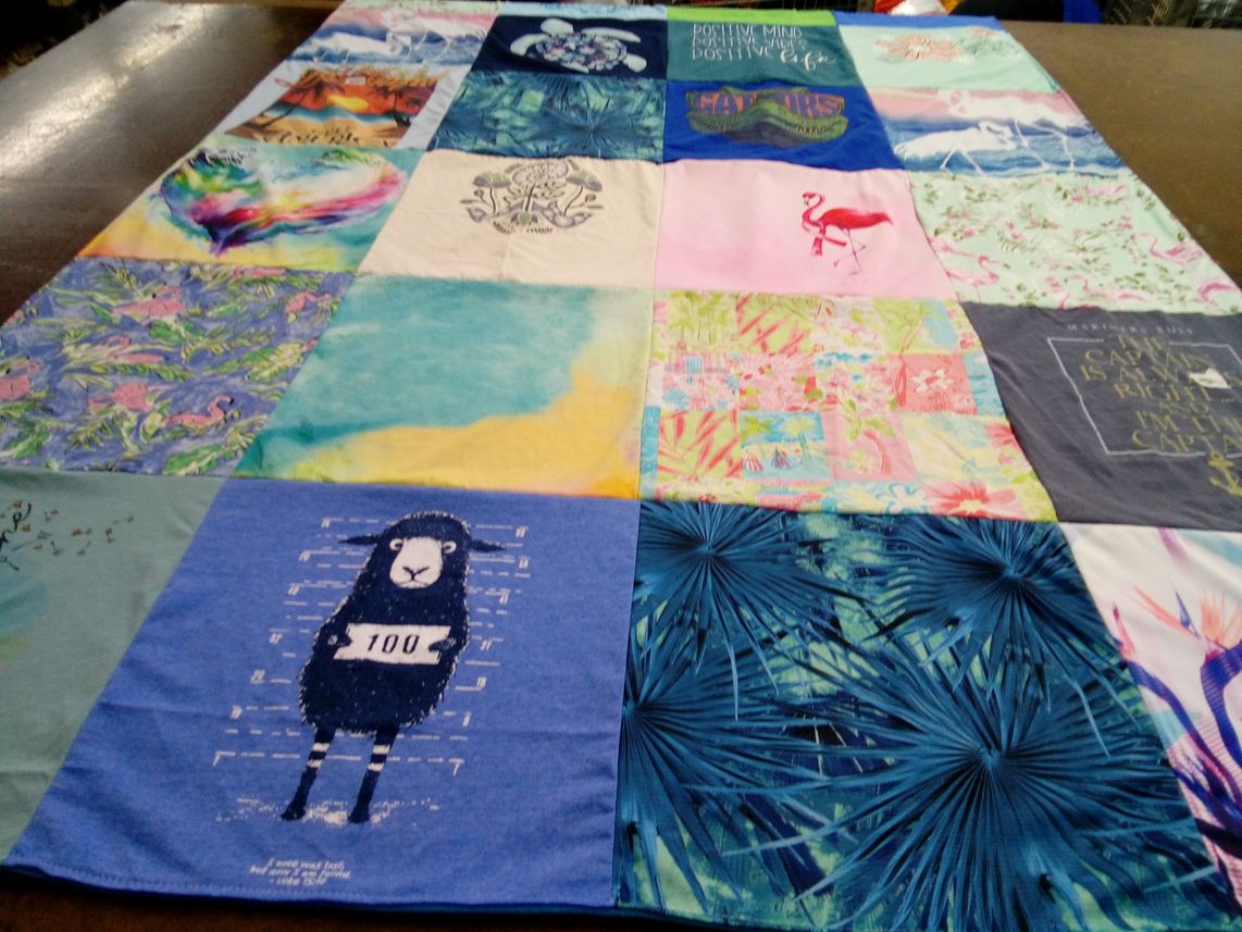 T-shirt quilt with animals, nature themes by Donna from FL