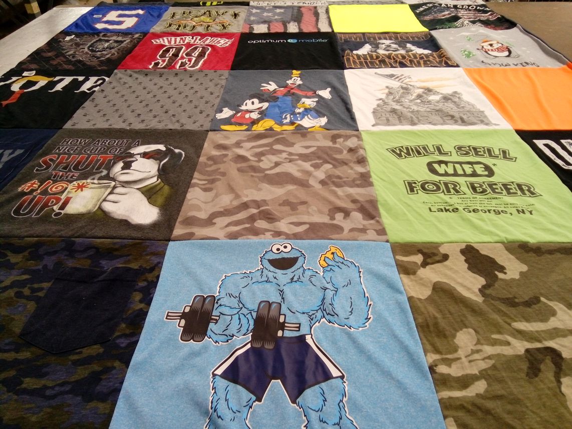 T-shirt quilt with humor, cartoons themes by Jennifer from NC