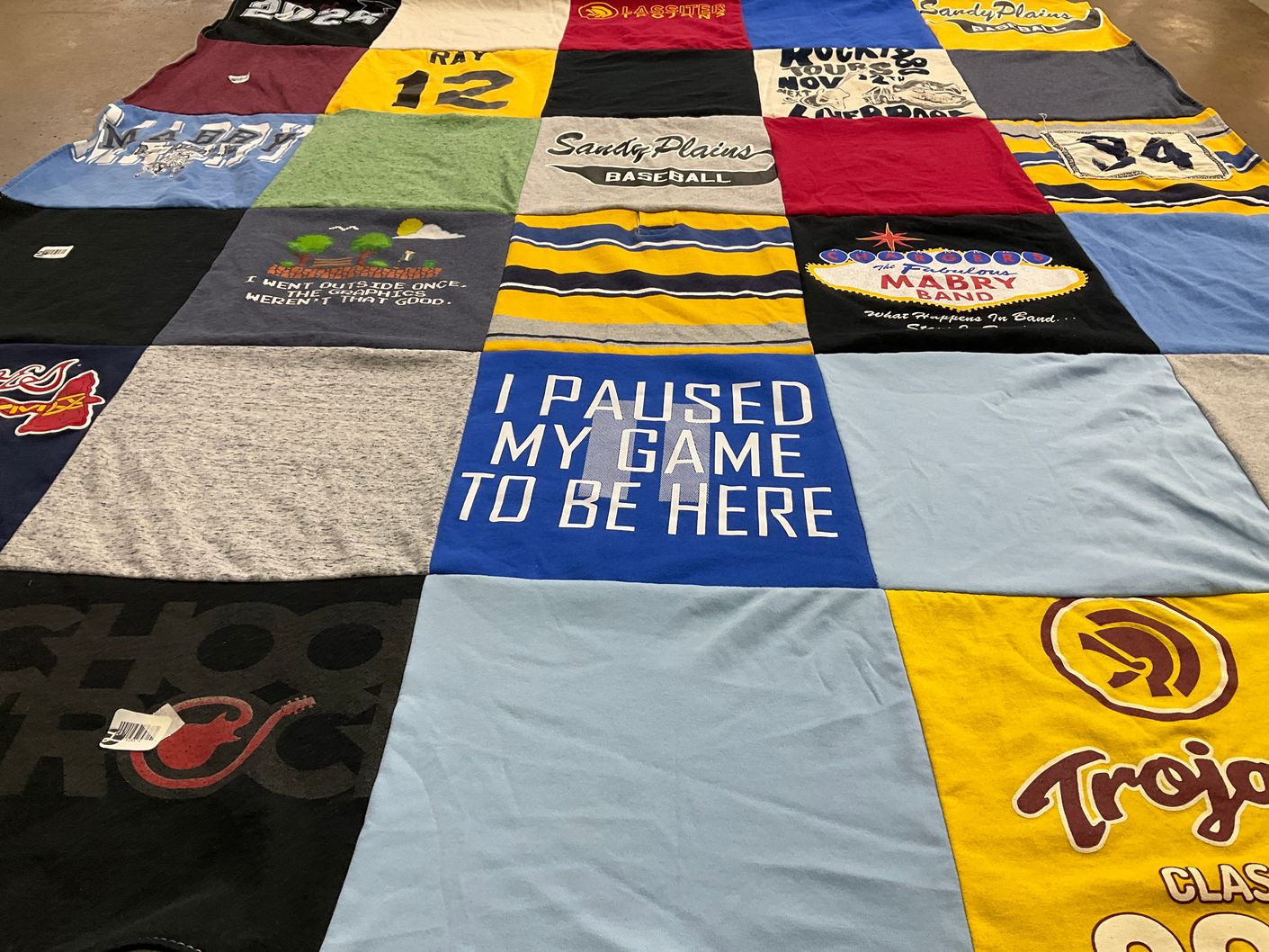 T-shirt quilt featuring sandy plains baseball team, trojan baseball team by Jilleen from GA