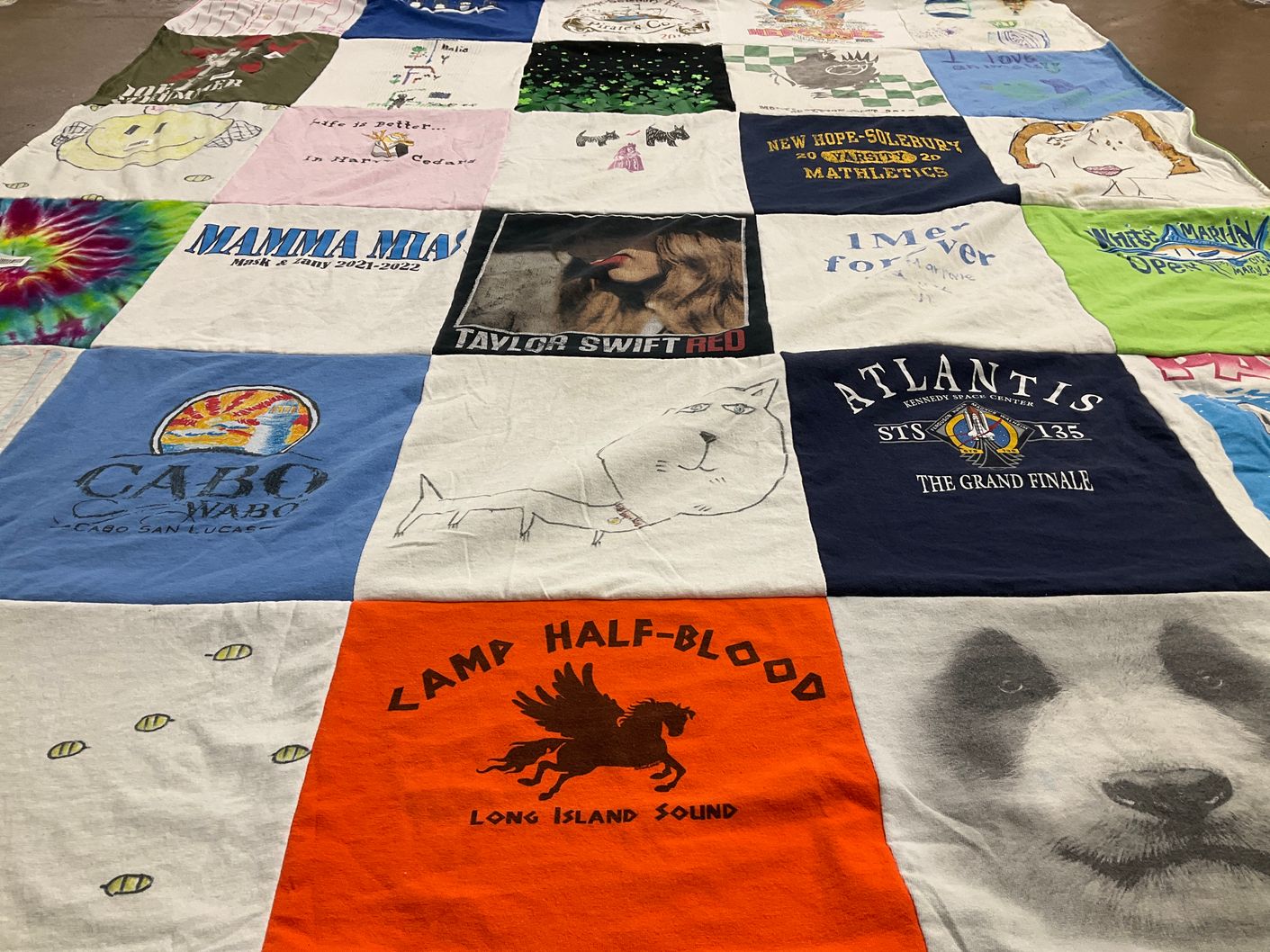 T-shirt quilt with musicals, beaches themes by Leanne from PA