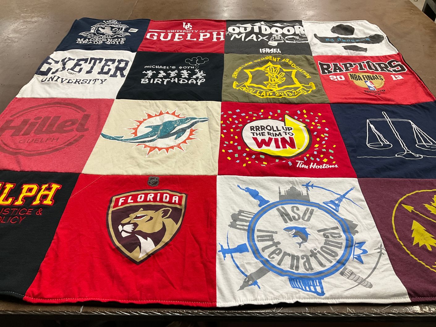 T-shirt quilt featuring florida panthers, toronto raptors by Emily from FL