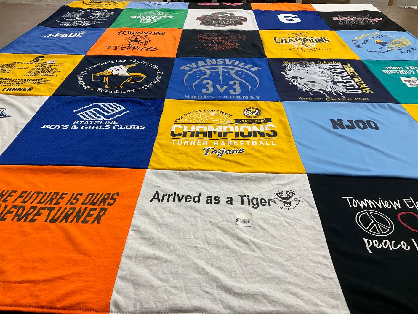 T-shirt quilt featuring turner trojans basketball by mei tjoe from WI