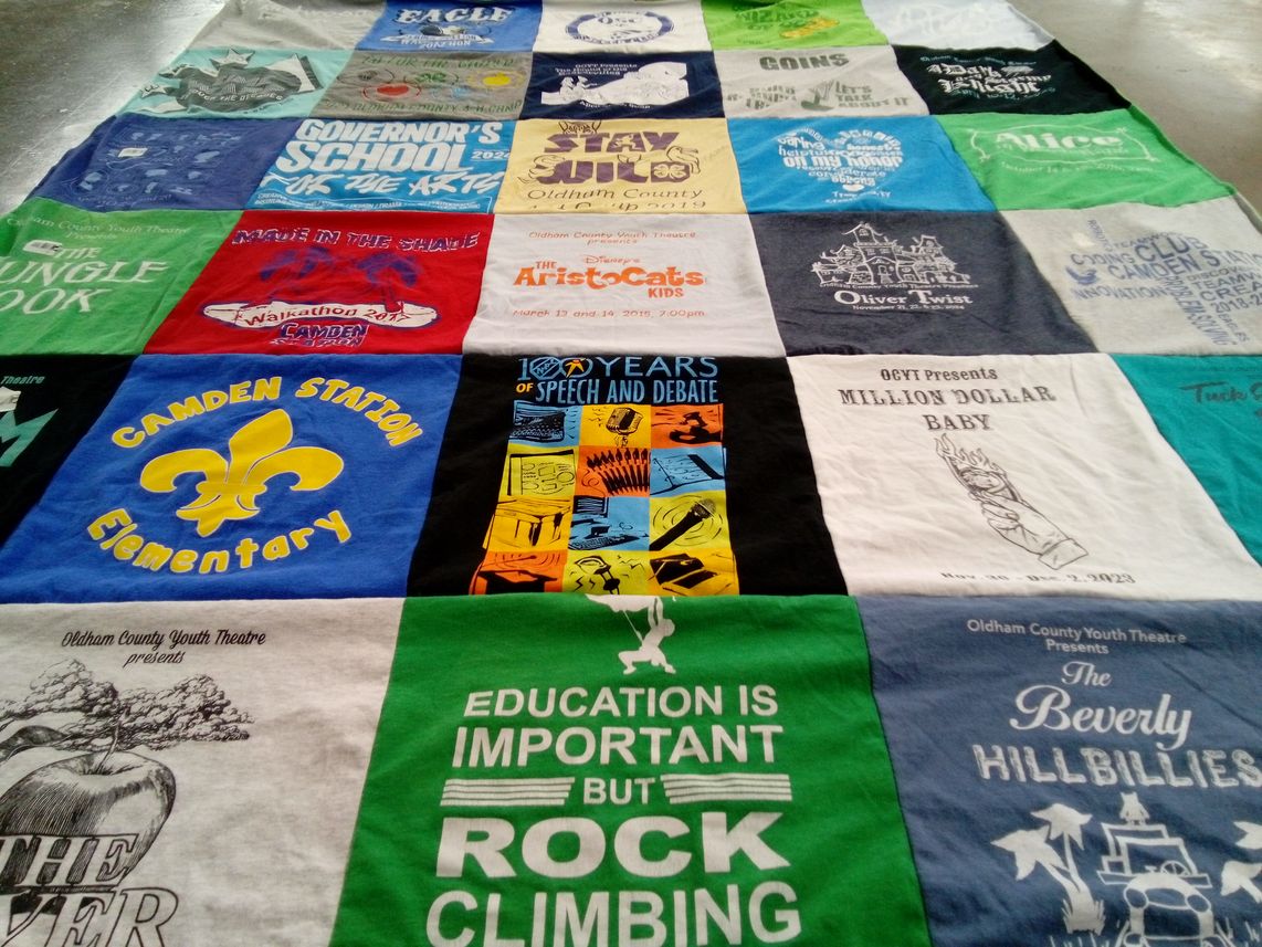 T-shirt quilt from camden station elementary school, governor's school for the arts by Shana from KY