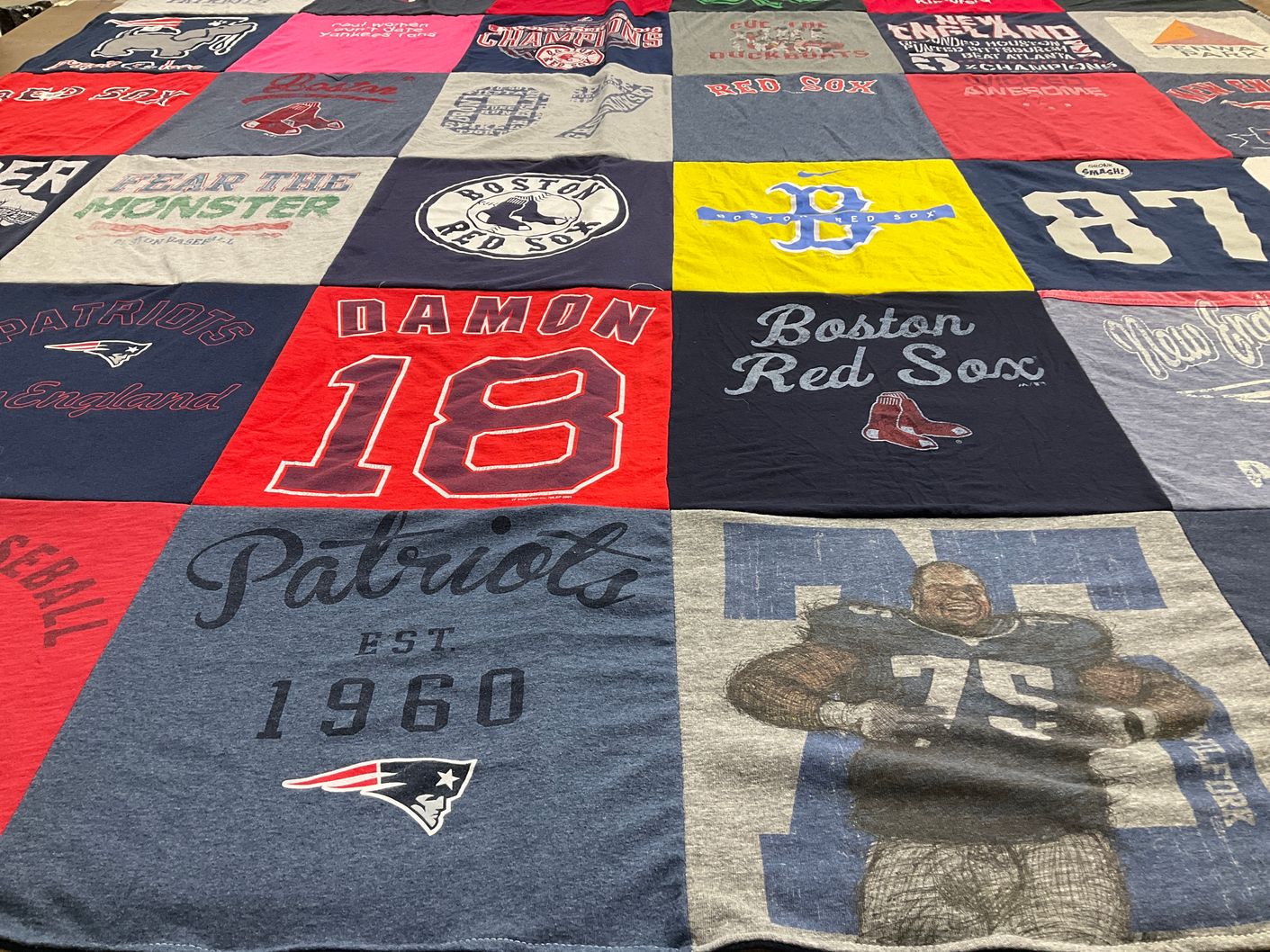 T-shirt quilt featuring new england patriots, boston red sox by Allyson from MD