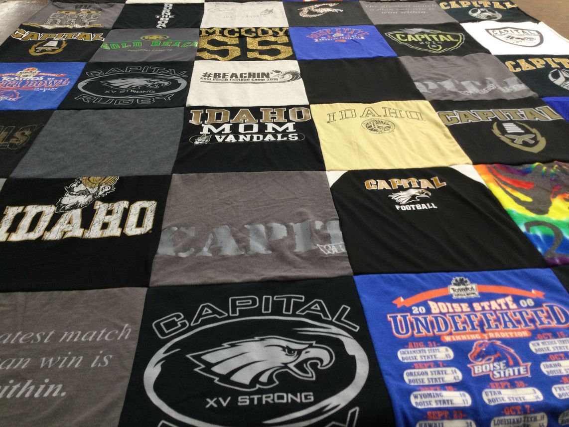 T-shirt quilt featuring university of idaho vandals, capital high school football by Jaci from ID