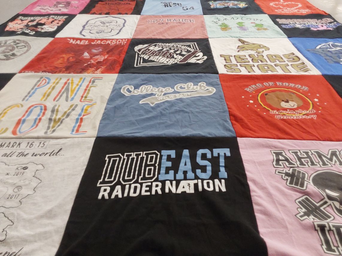 T-shirt quilt from texas state university by Kelly from TX
