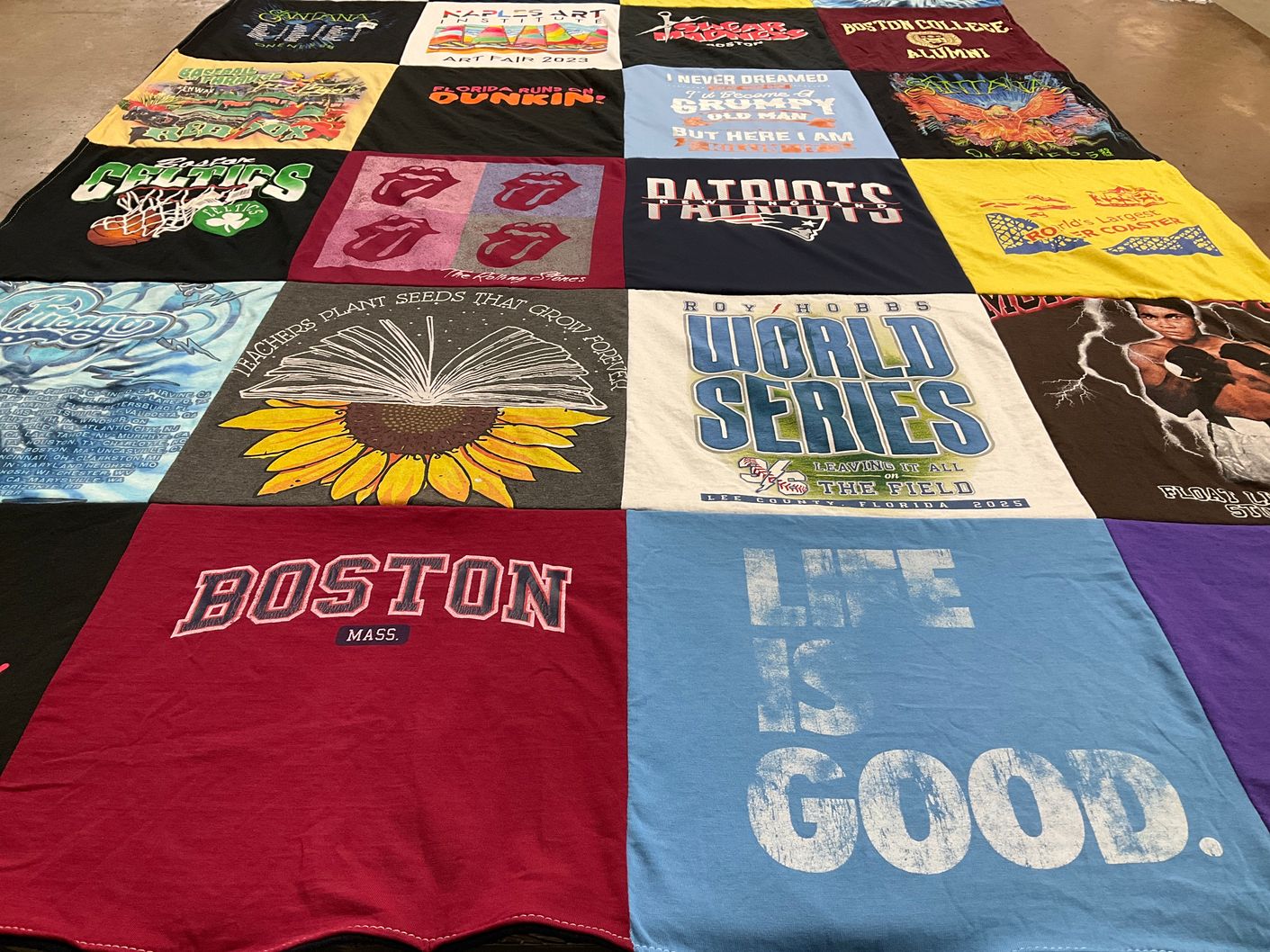 T-shirt quilt featuring boston celtics, new england patriots by Mitchell from FL